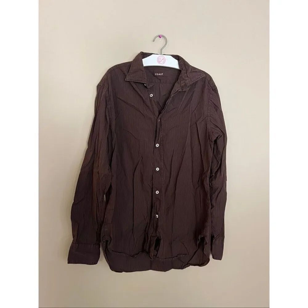Coast Brown Button Uo Top Men’s Size XL Made In Italy